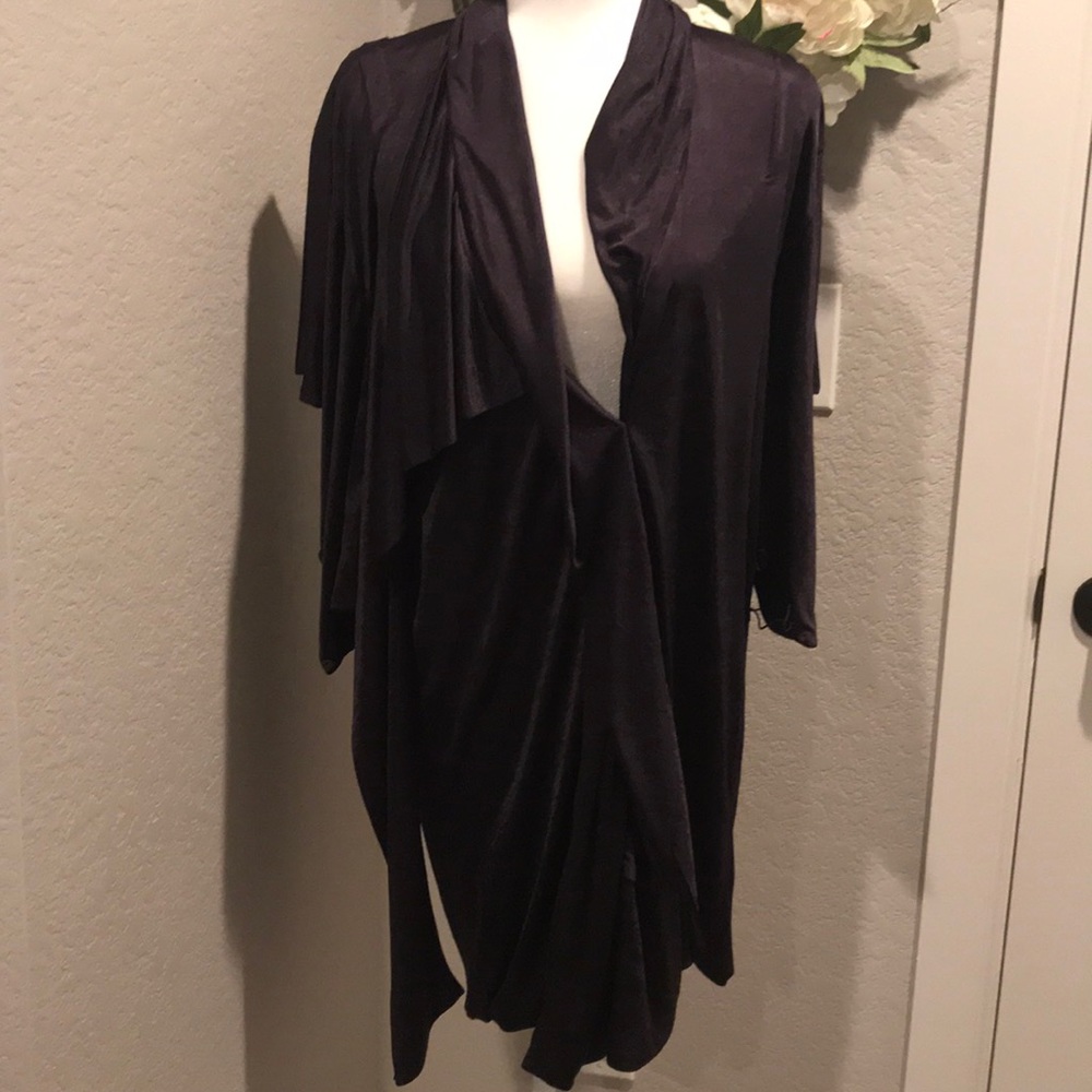 BCBG MAXAZRIA Runway Twisted Waist Plumberry Combo Draped Silk Dress - Picture 6 of 12